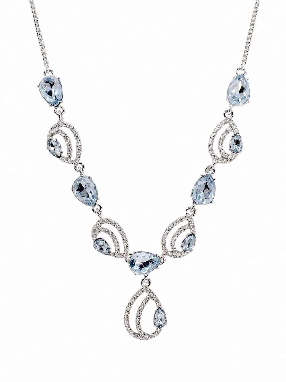 GIVENCHY Pavé & Marquise-Cut blue Crystals Necklace in silver.